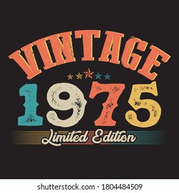 1975 vintage style t shirt design vector, black background