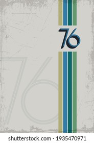 1976 Background, Vintage Color Stripes, Grunge Texture