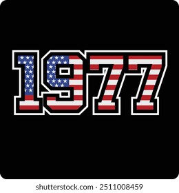 1977 number vector design with american flag motif