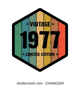 1977 Vintage Retro Limited Edition t shirt Design Vector