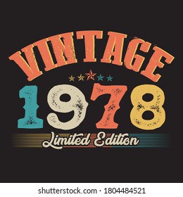 1978 vintage style t shirt design vector, black background