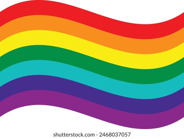 1978-1979 Gilbert Baker Rainbow Pride Flag Ondulado y aislado en blanco