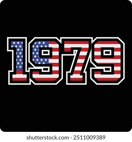 1979 number vector design with american flag motif