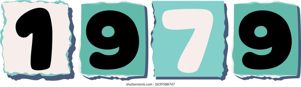 1979 Retro torn paper number Design art