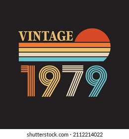 1979 vintage retro t shirt design vector  black background