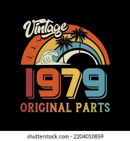 1979 vintage retro t shirt design, vector, black background