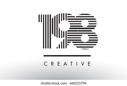 198 Black and White Number Logo Design with Vertical and Horizontal Lines.