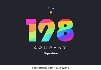 198 creative color green orange blue magenta pink number digit company logo vector icon spectrum