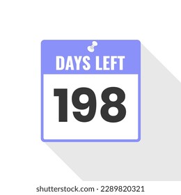 198 Days Left Countdown sales icon. 198 days left to go Promotional banner