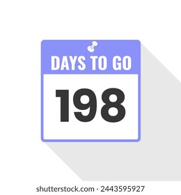 198 Days Left Countdown sales icon. 198 days left to go Promotional banner