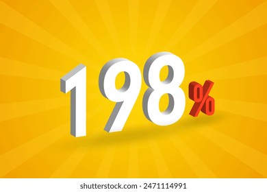 198% discount 3D text for sells and promotion.