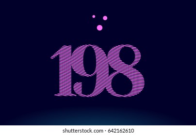 198 number digit logo pink line stripes magenta purple blue font creative text dots company vector icon design