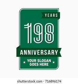 198 years anniversary design template. Vector and illustration.