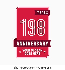 198 years anniversary design template. Vector and illustration.