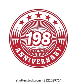 198 years anniversary. Anniversary logo design. Vector and illustration.