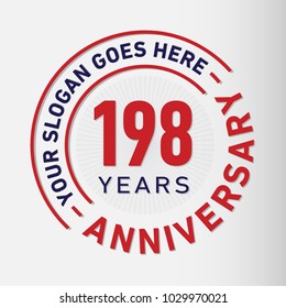 198 years anniversary logo template. Vector and illustration