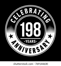 198 years anniversary logo template. Vector and illustration.