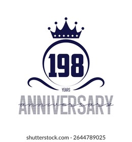 198 anos modelo de design de logotipo. Vetor e ilustração do 198º aniversário.