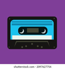 1980 audio cassette tape. vector illustration. retrowave icon.