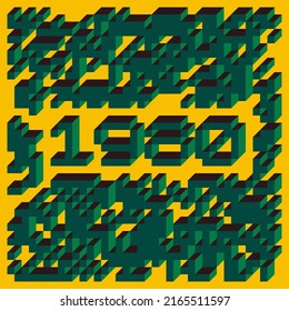 1980 Implementation of Edward Zajec “Il Cubo” from 1971. Essentially a Truchet tile set of 8 tiles and rules for placement art illustration