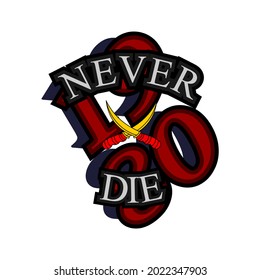 
1980 never die logo simple design vector for t-shirts, posters, and more