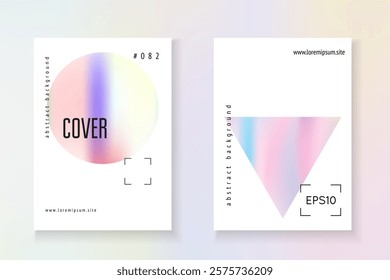 1980 Presentation. Minimalist Mesh. Plastic Concept. Neon Fluid. Blue Hologram Cover. Isolated 90s Brochure. Vintage Effect. Pink 1980 Presentation
