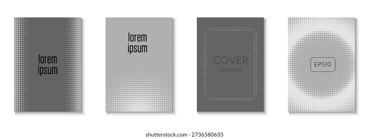 1980 Template Set. Graphic Greyscale And Black  Flyer. Music Pattern. Summer Concept With Minimal Art. Linear Frame With Geometric Design. Grey Abstract Poster. White 1980 Template