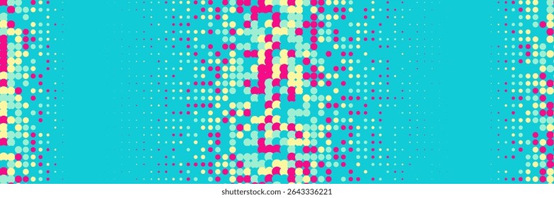 Textura de 1980. Círculos Frescos En Mínimo Diseño. Diseño Joven Hipster En Página Anual. Volante de los Puntos. Póster minimalista de negocios. Fondo gráfico geométrico. Textura de moda de 1980