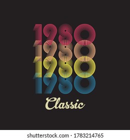 1980 vector vintage retro tshirt design black background 