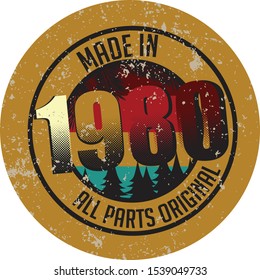 1980 year stamp for printing on T shirts as a gift to a friend or relative