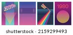 1980s Abstract Retro Colors Design Backgrounds Set 
