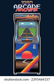 1980s Arcade Machine Pixel Racing Electronic Game from the Eighties