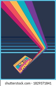 1980s Audio Cassette Colorful Tape