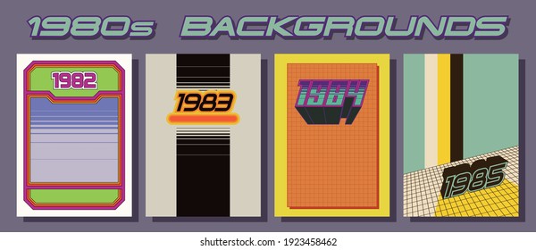 1980s Backgrounds, Cover, Poster Templates, Vintage Colors and Abstract Frames