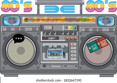 1980's cassette boombox retro cool portable music