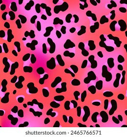 1980s hand drawn leopard pattern neon pink and red colors.