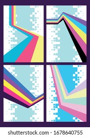 1980s Patterns, Color Perspective Lines Backgrounds, Neon Color Stripes
