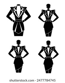 1980s Power Suit Silhouettes vector