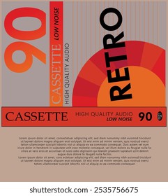 1980s Retro áudio cassete capa arte design, vetor