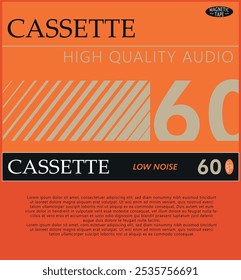 1980s Retro audio cassette cover art design, vector