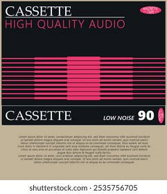 1980s Retro audio cassette cover art design, vector