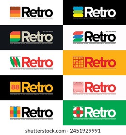 1980s retro logo template set, vector illustration