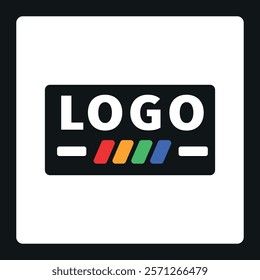 1980s retro logo template with, minimalist geomentric shapes, isolated on white