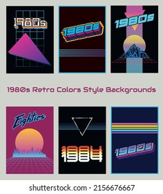 1980s Retro Style Abstract Backgrounds Set