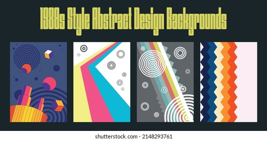 1980s Retro Style Abstract Design Backgrounds Set