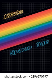 1980s Retro Style Vintage Colors Rainbow Lines Background