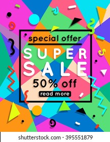 1980s Sale Banner Style. Vector eps 10 format.