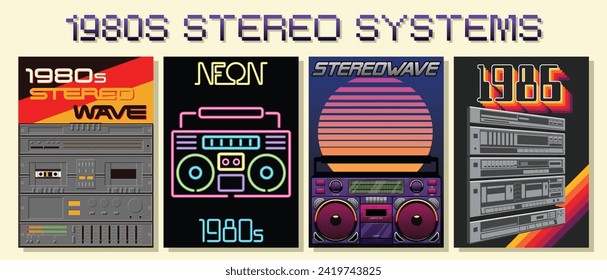 1980s Stereo Systems, Vintage Posters, 80s Backgrounds, Boombox, Recorder 