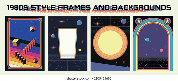 1980s Style Frames and Backgrounds, Geometric Shapes, 80s Colors
