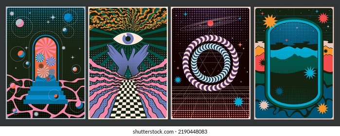 1980s Style Psychedelic Abstraction Arts Set